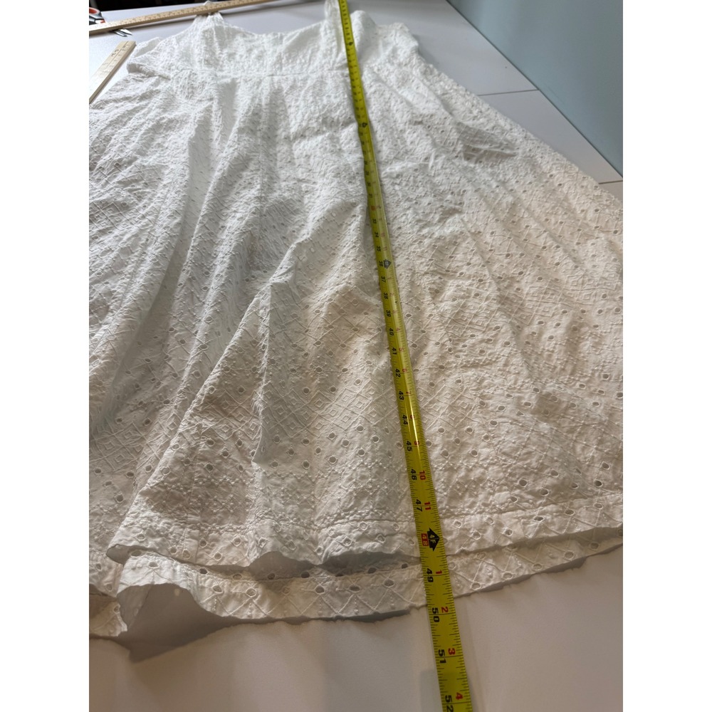 Old Navy Dress Womens XXL White Eyelet Smocked Midi Cottagecore Summer Casual - Picture 8 of 8